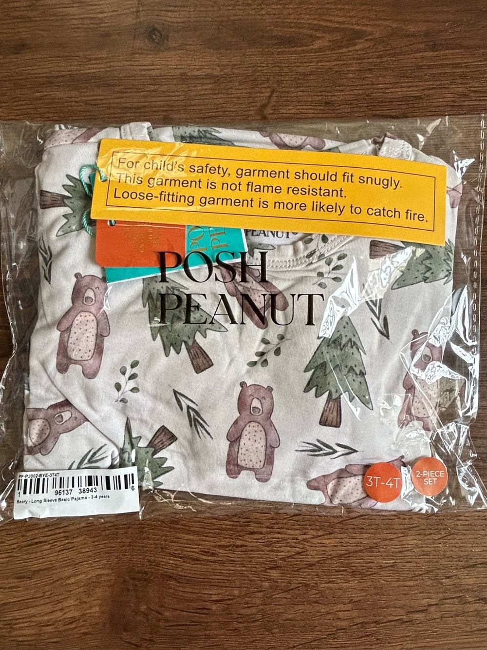 Posh Peanut Beary Classic Pajamas Long Sleeve Pants Bamboo Bears Trees 3T/4T